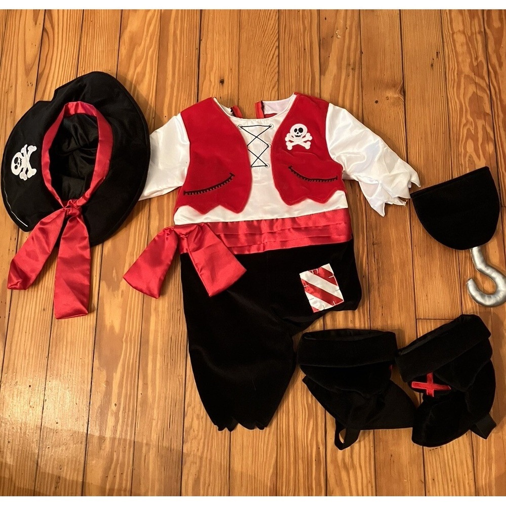 koala kids pirate costume size 12 M Halloween Hat Boots Suit Hook